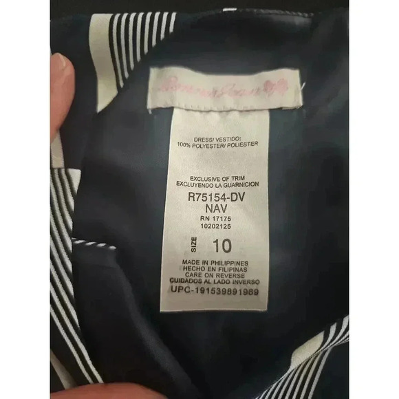 Bonnie Jean Girls Blue Gold White Sleeveless Striped A-line Dress Size 10 - Picture 4 of 7